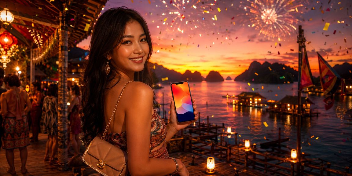 Suasana pasar malam dengan pengguna yang aktif menggunakan platform casino mobile