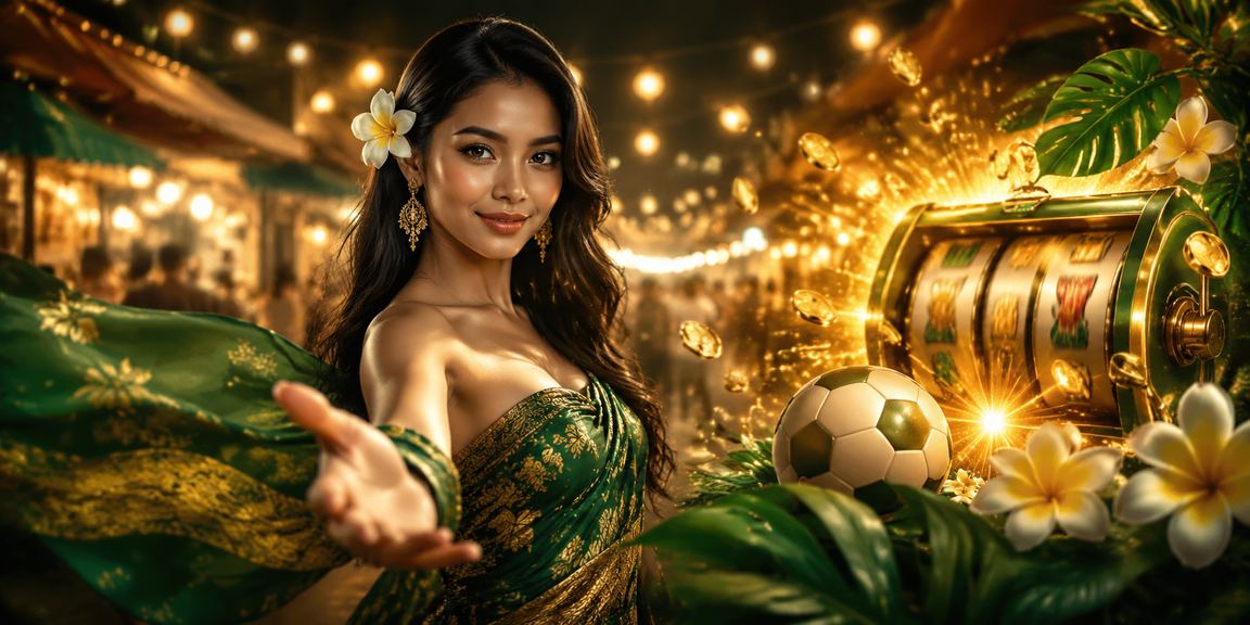 Suasana malam pasar dengan layar slot game yang menyala terang penuh warna