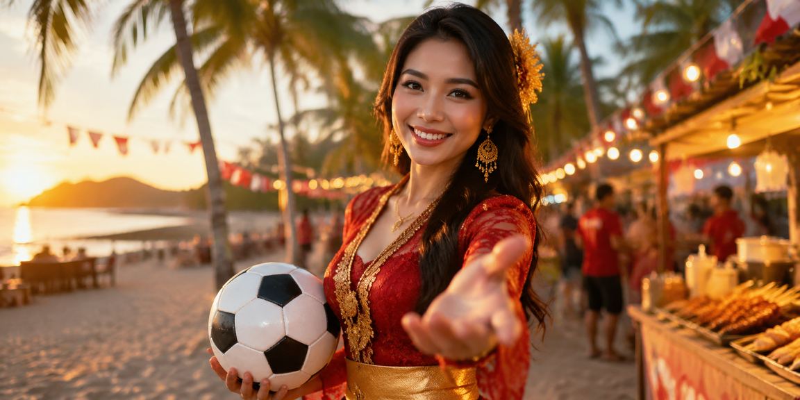 Suasana festival taruhan sepak bola dengan layar analisis pertandingan yang ramai